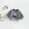Dianxi Baby Estilo Coreano Sudadera Rayada de Osito 3D Niños Otoño Nuevo Conjunto Casual de Dos Piezas