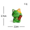 Figura creativa de gato de la fortuna verde para micro-paisajismo, accesorio de decoración DIY, mini adorno para escritorio y coche