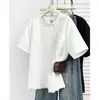 Camiseta Talla Grande Mujer 100 kg Hermana Gordita Verano Nueva Elegante Ribete de Encaje Manga Corta Top Versátil 9873
