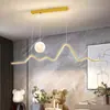 Lámpara de araña para restaurante con un toque de alta gama, lámpara de luna minimalista moderna, lámpara LED de diseño alargada minimalista para mesa de comedor y barra de bar