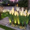 Luz Solar de Caña LED Luz de Estaca de Fibra Óptica Esponjosa Decoración de Patio Jardín Luz de Césped Ahorro de Energía Solar
