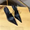 Nuevo modelo de zapato 2026 verano nuevos zapatos negros de tacón alto para mujer, con tacones finos, punta fina, corte bajo, sin talón, sandalias francesas sexys