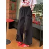 Calça Cargo de Perna Larga Lisa com Laço para Mulheres Verão 2026, Novo Estilo com Cintura Elástica, Calça Casual Reta Solta