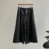 Calça Feminina de Couro PU de Cintura Alta com Barra Larga Cropped Estilo Coreano Outono Beishan Árvore de Paulownia Calça Casual de Barra Larga Fluida H2660