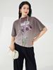 Playera Plisada Talla Grande para Mujer Playera de Manga Corta para Mujer Verano Nuevo Manga Murciélago Holgada Aspecto Adelgazante Estampada Versátil Top Trendy