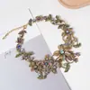Collares de Estilo Europeo y Americano, Modernos Collares de Flor con Incrustaciones de Piedras Preciosas para Mujer, Populares Accesorios de Cadena para Suéter, Cadena para Suéter de Venta Caliente Transfronteriza
