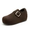 Pessoa baixa aumento de altura sola grossa sapatos Birkenstock femininos 2026 novo versátil sola macia sapatos casuais sapatos únicos retrô 33161