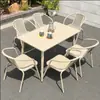 Mesa y Silla para Exteriores Mojia Combinación Tienda de Té con Leche Mesa de Comedor de Aleación de Aluminio Terraza Exterior Patio Exterior Ocio Mesa y Silla de PVC