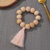 Amazon Contas de madeira Tassel Guardanapo Anel Estilo Pastoral Log Guardanapo Fivela Tecido à mão Corda de cânhamo Guardanapo Anel Boca Anel de pano