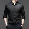 Ventas Directas de Fábrica de Camisas Térmicas de Alta Gama para Hombre, Camisas de Negocios de Alta Gama, Resistentes a las Arrugas, Sin Planchar, Camisas de Manga Larga de Color Sólido