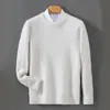 Nova coleção outono e inverno: Suéter 100% lã para homens, gola redonda, espesso, casual, versátil, top de malha para usar por baixo