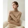 Suéter fino 100% caxemira pura para outono e inverno para mulheres, gola alta moda casual malha para usar por baixo, suéter base de caxemira