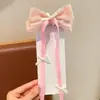 Presilha de Cabelo Infantil Rosa com Fita Longa, Acessório de Cabelo de Alta Qualidade para Meninas, Versátil para Uso Diário, Passeios e Apresentações