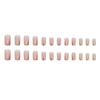 Manicura de color cálido de línea vertical ligera cuadrada europea de longitud media, uña de estilo europeo y americano simple brillante, artículo de venta caliente