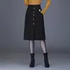 Falda negra para mujer para otoño e invierno 2026, nueva falda lápiz de cintura alta, de longitud media con abertura, falda de un solo paso adelgazante