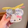 Nuevo Scrunchie Color Albaricoque Rayado Cara Sonriente Lazo Cuerda para el Cabello Diadema Cuerda para Bolas en la Cabeza Intestino Delgado 2025 Gama Alta