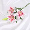 Lirio Artificial Impreso en 3D con 3 Cabezas de Flor Pequeñas y 1 Capullo, Adecuado para Decoraciones de Bodas, Salones de Bodas y Decoración del Hogar