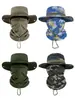 Sombrero de Pescador Camuflaje Transfronterizo de Tela Personalizable Protector de Cuello Impermeable Bufanda de Seda Helada Set para Obra Sombrero para el Sol