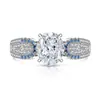 Xiaohongshu Douyin Más Vendido Anillo de Huevo de Paloma con Corte de Flor de Hielo de Piedra Preciosa de Color Incrustado con Anillo de Diamante de Alto Carbono Brillante Transmisión en Vivo