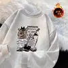 Moletom Cartoon Americano Vibe para Homens e Mulheres Solto Retrô Top para Usar por Baixo no Início do Outono Jaqueta Grossa com Forro de Lã para Casal