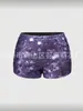 2026 Europeos y Americanos Transfronterizos Amazon Shein Punk para Mujer Sexy de Cintura Ultra Baja Brillantes Lentejuelas Mini Shorts