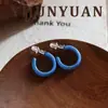 Nuevos Pendientes de Moda Sencillos en Forma de C con Esmalte Rojo Goteando Aceite para Otoño e Invierno Pendientes de Lujo Accesible de Gama Alta de Nicho con Aguja de Plata para Mujer
