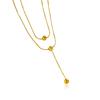 Nova Corrente de Suéter com Contas Douradas Versátil Lele Jewelry, Colar de Aço Titânio, Corrente de Clavícula Dupla Camada Fashion e Simples para Mulheres