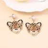 Europa y Estados Unidos moda transfronteriza popular personalidad simple diamantes completos dibujos animados europeos y americanos lindos gatitos pendientes pendientes de cena para dama
