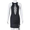 9126Dd Moda Europea y Americana Exportación Nuevo Producto Vestido Sexy sin Mangas de Cuello Redondo Hueco con Cordón de Cinta para Mujer
