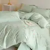 Estilo sencillo, juego de cuatro piezas 100% algodón con bonito bordado, funda de edredón de algodón puro, tamaño 1.8m, apto para todas las estaciones, juego de cama de tres piezas para dormitorios de estudiantes