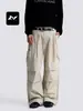 Pantalones Cargo Rectos Fengmei Estilo Calle Americano para Hombres y Mujeres, Holgados, Bolsillos Grandes, Plisados, Sensación Relajada, Pantalones de Pierna Ancha Casual de Moda