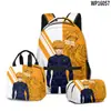 3D Novo Produto Azul Prisão Azul Lock Mochila Escolar Mochila Bolsa de Almoço Estojo Três Peças Conjunto Impressão