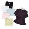 Nova Camiseta de Algodão para Mulheres, Gola Redonda, Costas com Recorte, Manga Curta, Top Casual de Verão Emagrecedor, Camiseta Curta para Mulheres