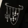 Broche Europeu e Americano Transfronteiriço de Joias em Formato de Coração Estrela Estrela de Quatro Pontas Corrente com Franja Acessório de Roupa para Mulheres Moda de Luxo Leve Acessório de Alfinete