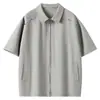 Camisa lisa para hombre, Camisa de manga corta de verano para hombre, Camisa con cuello para hombre, Camisa de corte holgado, Camisa de manga corta