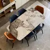Juego de mesa de comedor y sillas de pizarra estilo italiano para apartamentos pequeños, mesa de comedor rectangular brillante moderna minimalista de lujo ligero