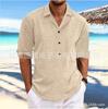 2024 estação independente masculina ebay camisa de algodão e linho casual camisa hippie de praia camiseta de manga comprida * camisa