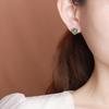 Yuebao Joias Prata de Lei S925 Banhado a Ouro Jade Hetian Jaspe Cor Vintage Banhado Folha de Bambu Brincos Brincos Redondos