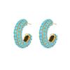 Pendientes de acero inoxidable tipo C con diamantes elegantes y de moda europea y americana, pendientes de acero de titanio con círculo retro exagerados y modernos para mujer, venta al por mayor