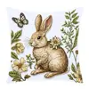 Fronha de Almofada com Estampa de Coelho Esboço Retrô Estilo Mori Flor Borboleta Pássaro Decoração de Festa Festa Atmosfera Capa de Almofada de Sofá