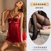 Nueva Lencería Sexy Nocturna con Abertura en la Entrepierna, Ropa de Dormir que No Hay que Quitarse, Conjunto de Camisón de Encaje con Lazo Grande 1819