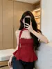 Vestido Chaleco de Cadena de Diamantes para Mujer, Sexy Puro de Hombros Descubiertos para Otoño e Invierno, Camisa Básica Ajustada para Superponer