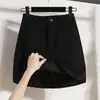 Falda pantalón corta de franela elástica de talla grande para mujer, nuevo diseño de primavera/otoño, línea A juvenil y estilizada