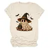 Amazon eBay Estación Europea Halloween Nueva Moda Divertida para Mujer Bruja Fantasma Murciélago Cuello Redondo Manga Corta Camiseta