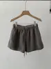 Shorts de Lã de Cordeiro Sintética Espessado Omalai Feminino 2025 Inverno Novo Cordão Cintura Elástica Calças de Perna Larga Tendência 5547