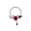 Anillo de ombligo con forma de murciélago transfronterizo Gatte, piercing para el pecho, piercing para el ombligo con forma de corazón de diablo y circonita roja.