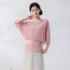 Traje de Treino de Dança Latina com Decote V, Collant de Ginástica Feminino de Manga Curta com Costas Abertas, Roupa de Yoga, Roupa de Dança Moderna - Top