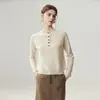 Sensação clássica de luxo leve! Suéter de cashmere feminino gola semimalta outono e inverno ponto raglan pulôver canelado camada base suéter casual