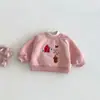 No hay devoluciones ni cambiosSudadera de cuello medio para niña con pequeño bordado izquierdo y derecho, Pulóver de forro polar bordado de dibujos animados para bebé de invierno