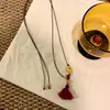 Colar Antigo Dourado Estilo Chinês Oito Direções Contas da Riqueza Corda Trançada Feita à Mão Versátil Ajustável Corrente para Suéter